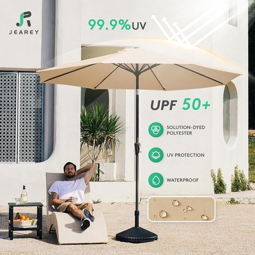 JEAREY 10FT Outdoor Patio Umbrella - UV Protection & Waterproof with Push Button Tilt | Beige