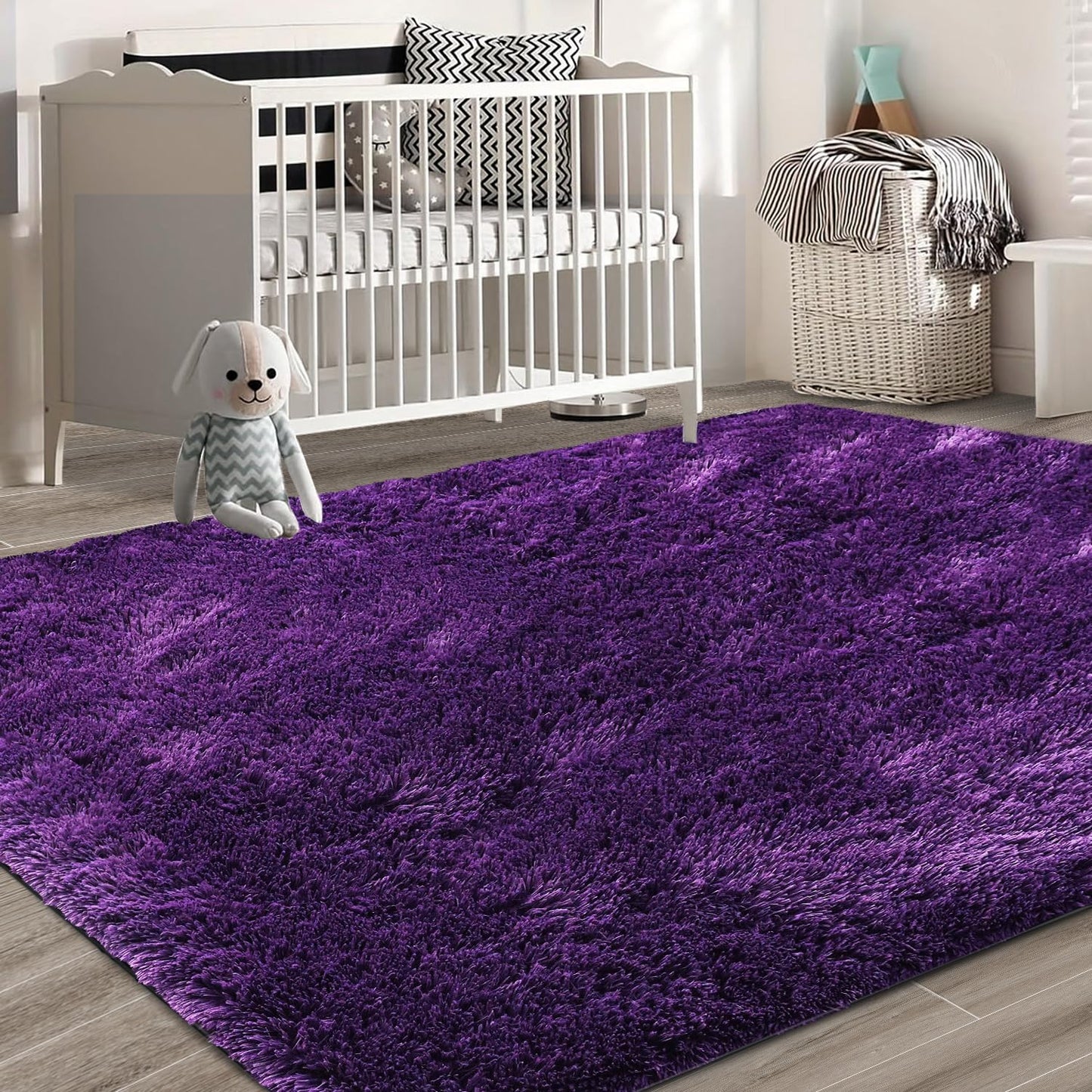 Shag Area Rugs for Bedroom Living Room,6X9 Ultra Soft Purple Fluffy Area Rugs for Dorm, Indoor Carpet Nursery Rugs for Kids Girl Room Home Decor, Purple