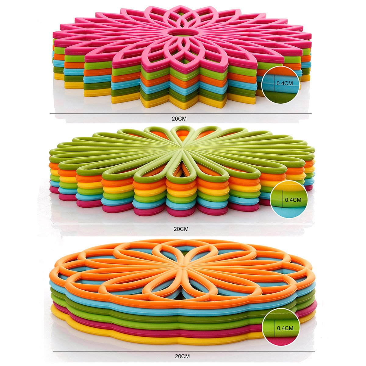 ME.FAN Silicone Trivet Mat - Kitchen Hot Pads for Pots & Dish - Insulated Teapot Trivet - Flexible, Durable, Non-Slip Large Coasters 3 Set Yellow