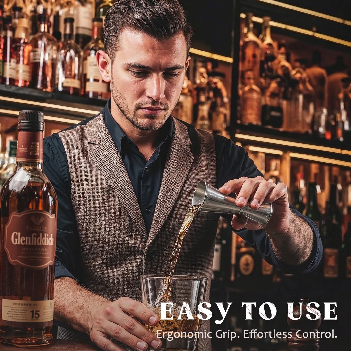 KITESSENSU Jigger for Bartending, Japanese Jigger 2 oz 1 oz with Measurements Inside, 304 Stainless Steel Double Cocktail measuring cup, Professional Bar Tool for Home & Bar Use