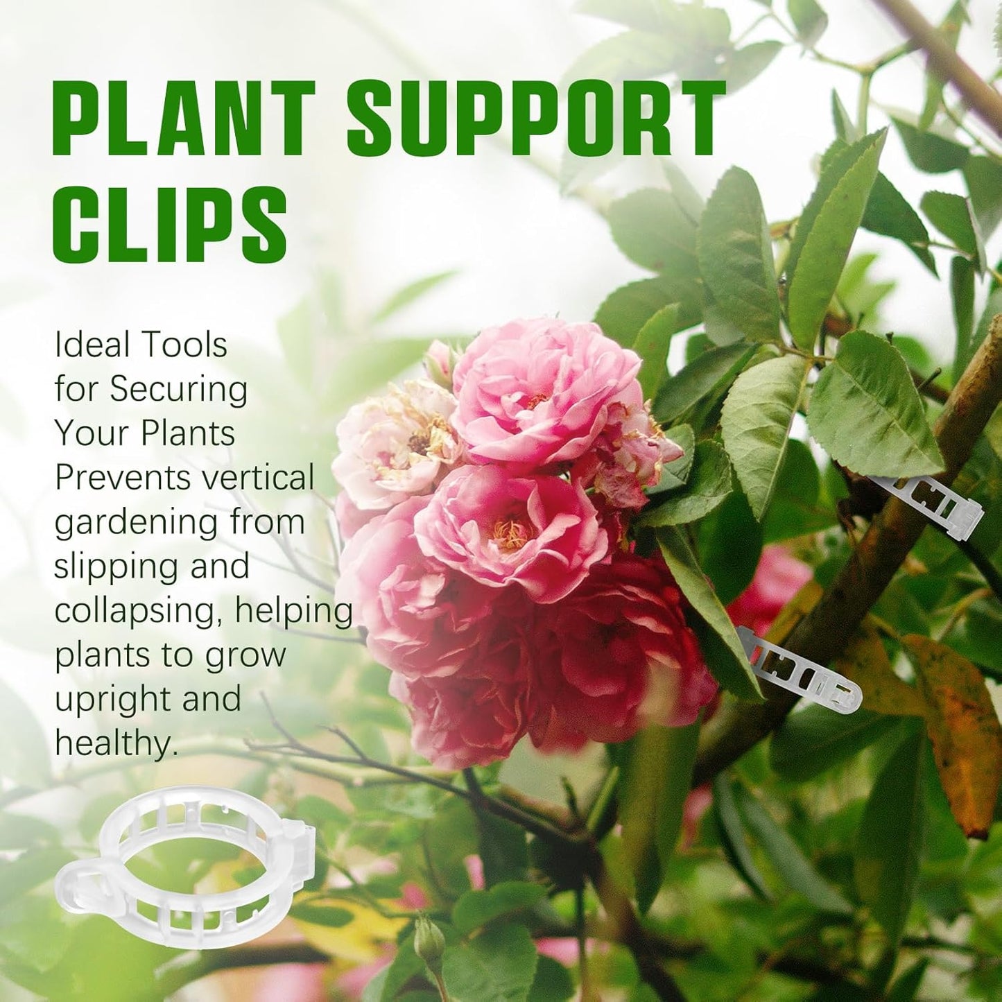 Skiennix Plant Support Clips - 100 Pcs Reusable Trellis for Tomato & Grape Vines | Outdoor Plant Wall Clips