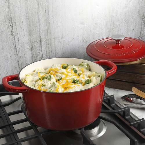 Crock-Pot Artisan Round Enameled Cast Iron Dutch Oven, 3-Quart, Gradient Red