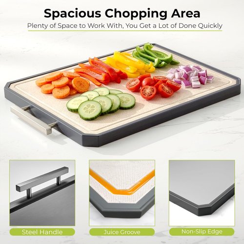 Freshware Titanium Cutting Board - Set of 2 Double-Sided Chopping Boards | Dishwasher Safe, Medium & Large Sizes