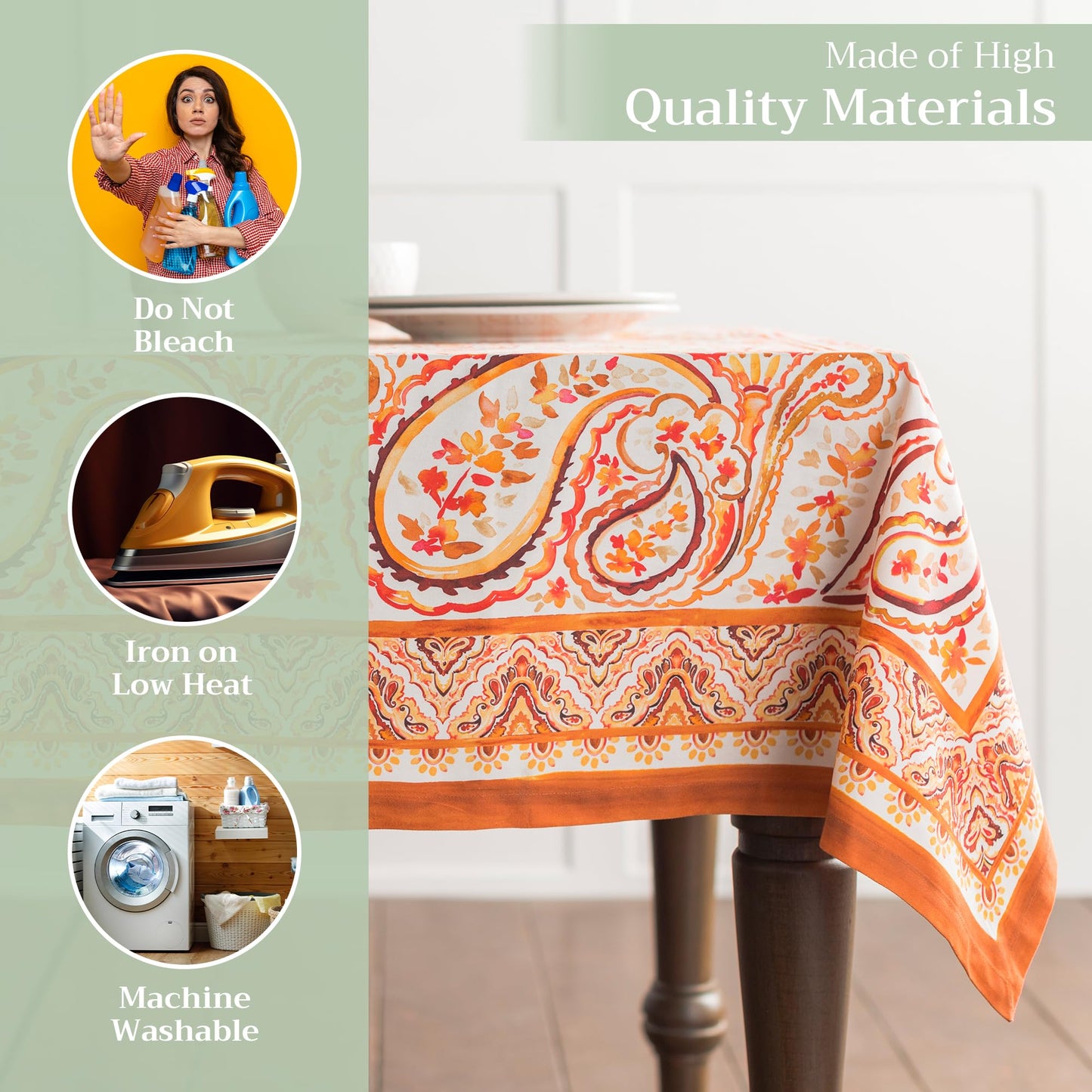 Maison d' Hermine Table Cloth Square Table 100% Cotton 54 x 54 Inches Fall Tablecloth Reusable Everyday Use for Thanksgiving Christmas Decorations Dining Farmhouse Party (Palatial Paisley)