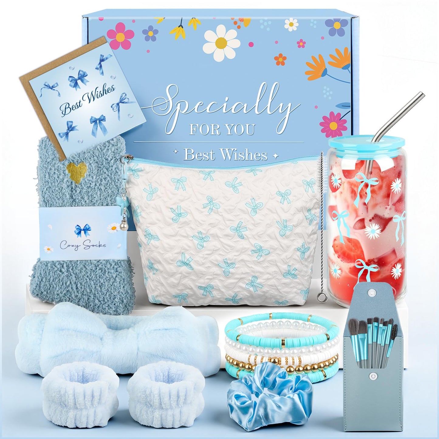 TUZELIYA Exquisite Birthday Gifts for Girls Teens - Best Birthday Presents for Her - Unique Gift Baskets for Women - Graduation Gifts for Best Friends Girlfriend Daughter Mom Sister Coworker - Blue