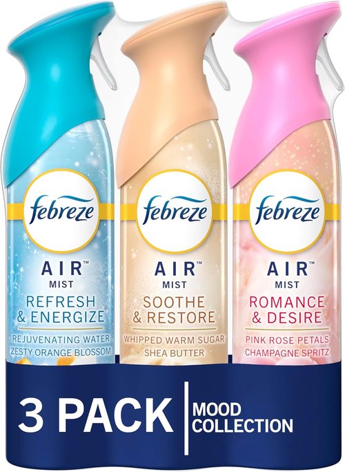 Febreze Air Mist Air Freshener Spray - Odor-Fighting Room Spray | Refreshing Romance & Desire Scent, 8.8oz, 3 Count