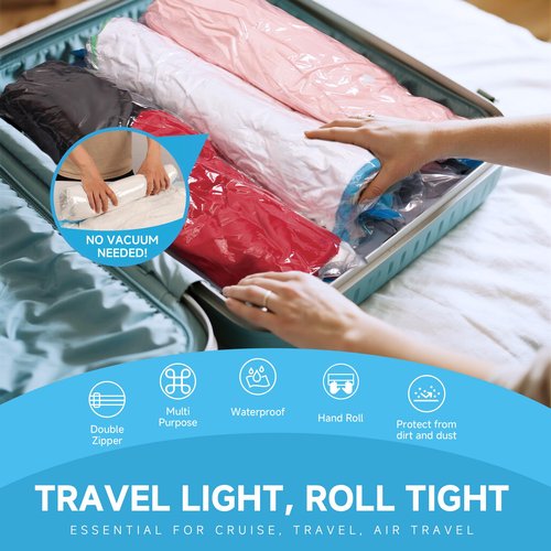 Compression Bags for Travel - Travel Essentials - 30 Pack Space Saver Bags - No Vacuum Needed - Compression Packing Bags for Cruise Accessories