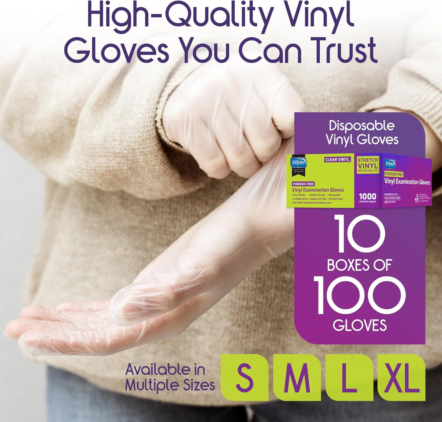 Regine Switzerland Clear Vinyl Disposable Gloves - Latex-Free for Food Prep & Cleaning