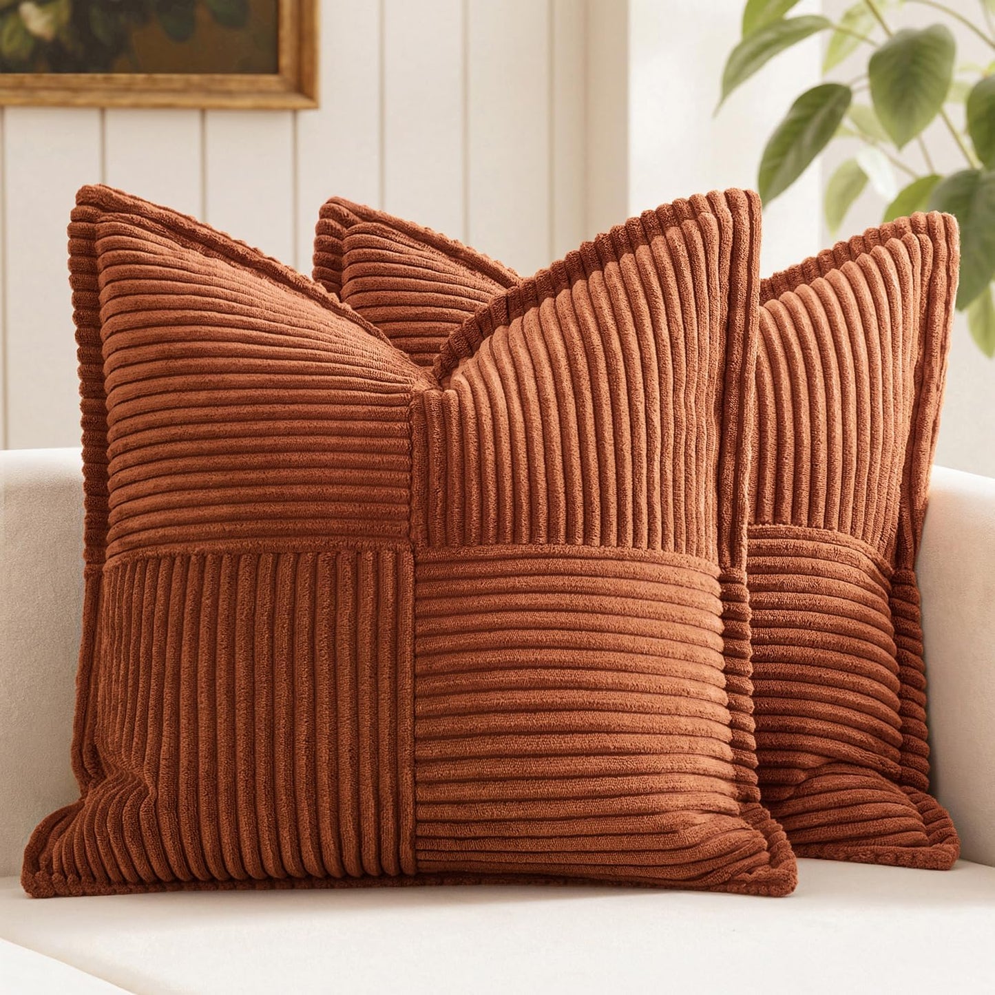 MIULEE Decorative Throw Pillow Covers - Soft Corduroy Boho Accent Pillows | 18x18 Inch Set of 2