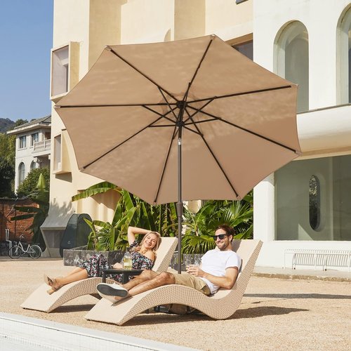 JEAREY 9FT Outdoor Patio Umbrella - UV Protection & Waterproof with Push Button Tilt | Beige