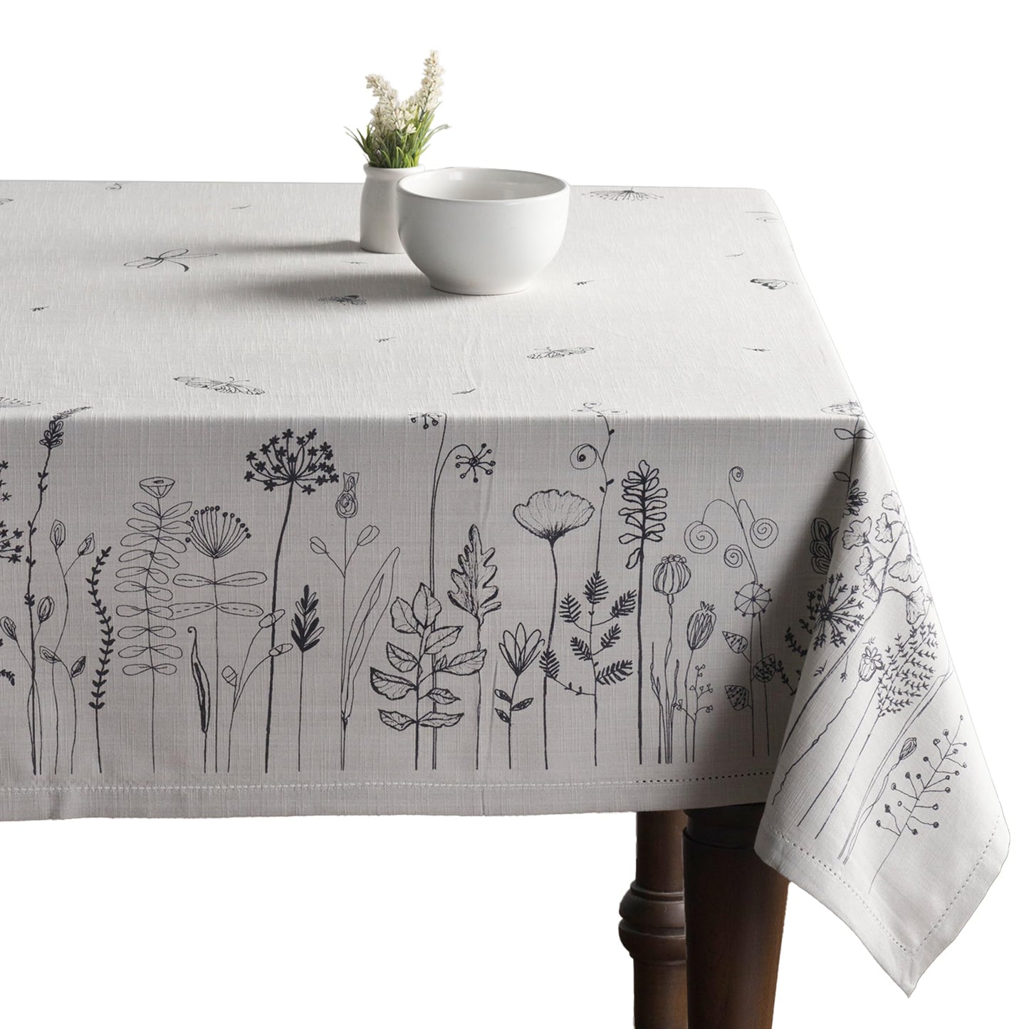 Maison d' Hermine Table Cloth Rectangle Table 100% Cotton 54 x 72 Inches Tablecloth Reusable Decorative for Dining Kitchen Room Farmhouse Home Gifts for Mothers Day Spring Summer - Flore