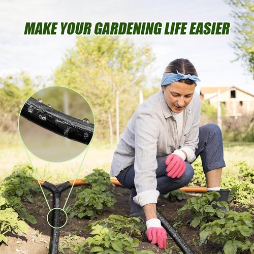 Flat Soaker Hose - Heavy Duty Double Layer Design | 25ft Leak-Proof Drip Irrigation for Garden & Lawn