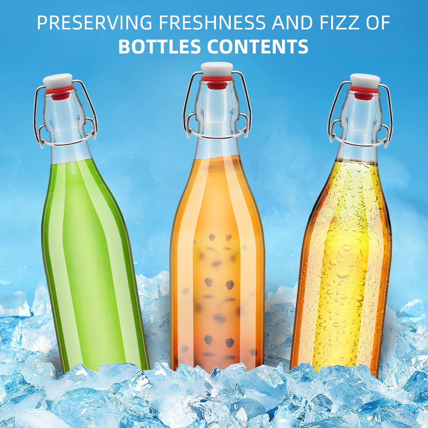 1Pc 25oz Swing Top Glass Bottles 750ml, Flip Top Glass Bottle with Airtight Lid for Fermentation, Kombucha, Mead, Vanilla Extract, Coquito, Vinegar, Beer, Kefir, Wine, Soda, Juice, for Home Brewing