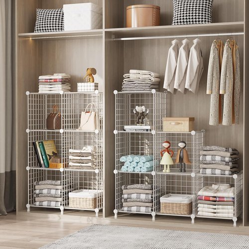 AWTATOS 6-Cube Storage Organizer - DIY Stackable Shelves for Home Office | White Bookcase Cabinet