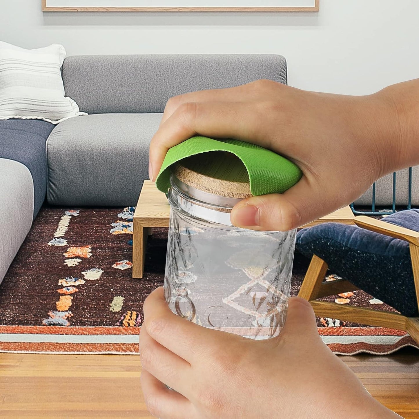 LUTER Multi-Function Silicone Jar Opener - Easy Grip for Seniors | 4-Piece Set in Light Blue & Green