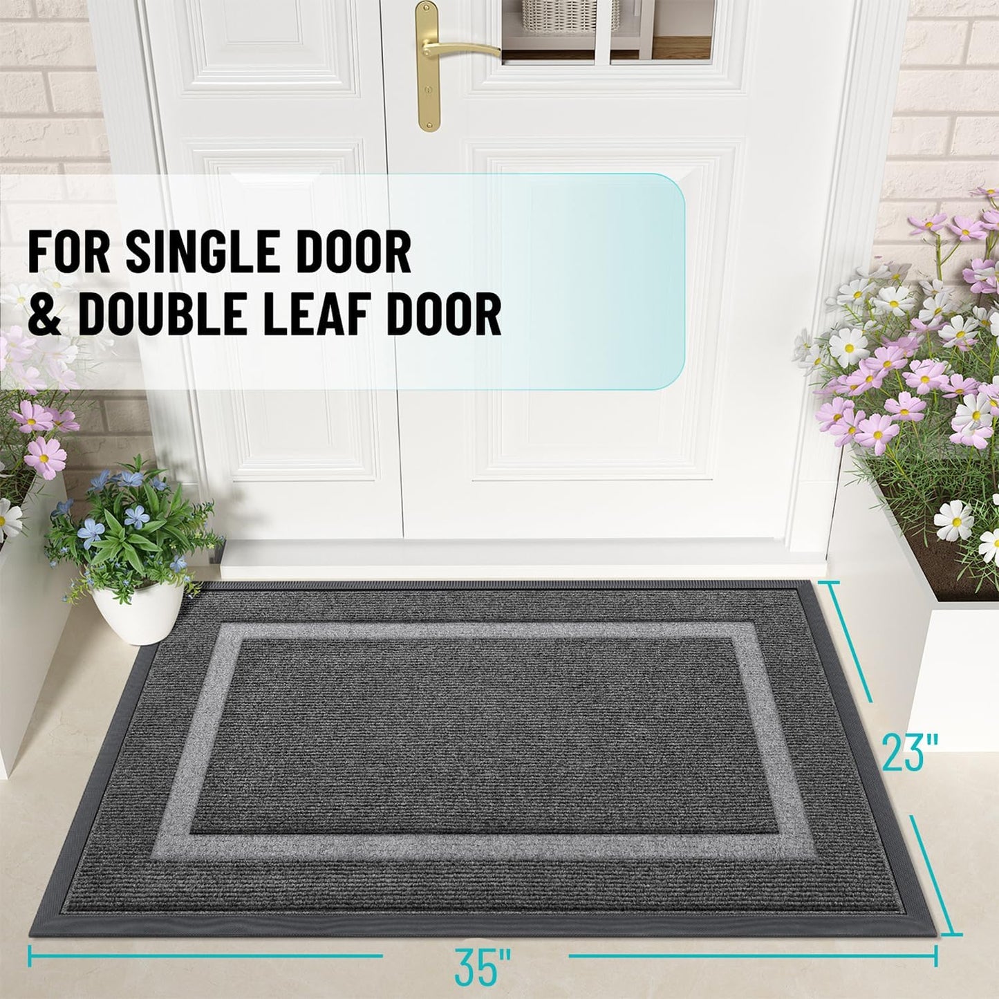 OLANLY Indoor Outdoor Front Door Mat - Waterproof, All-Weather, Easy Clean | 35x23, Dark Grey