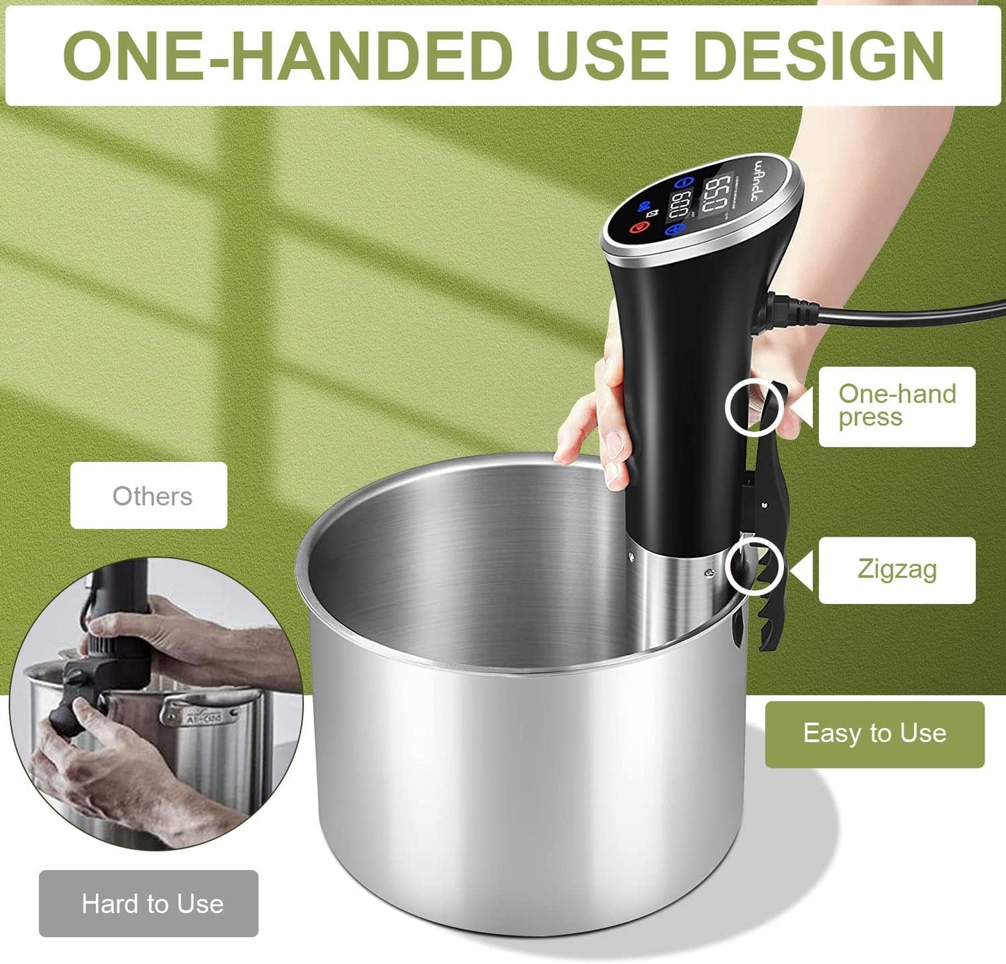 Wancle Sous Vide Cooker - 1100W Waterproof Thermal Immersion Circulator with Reservation Function