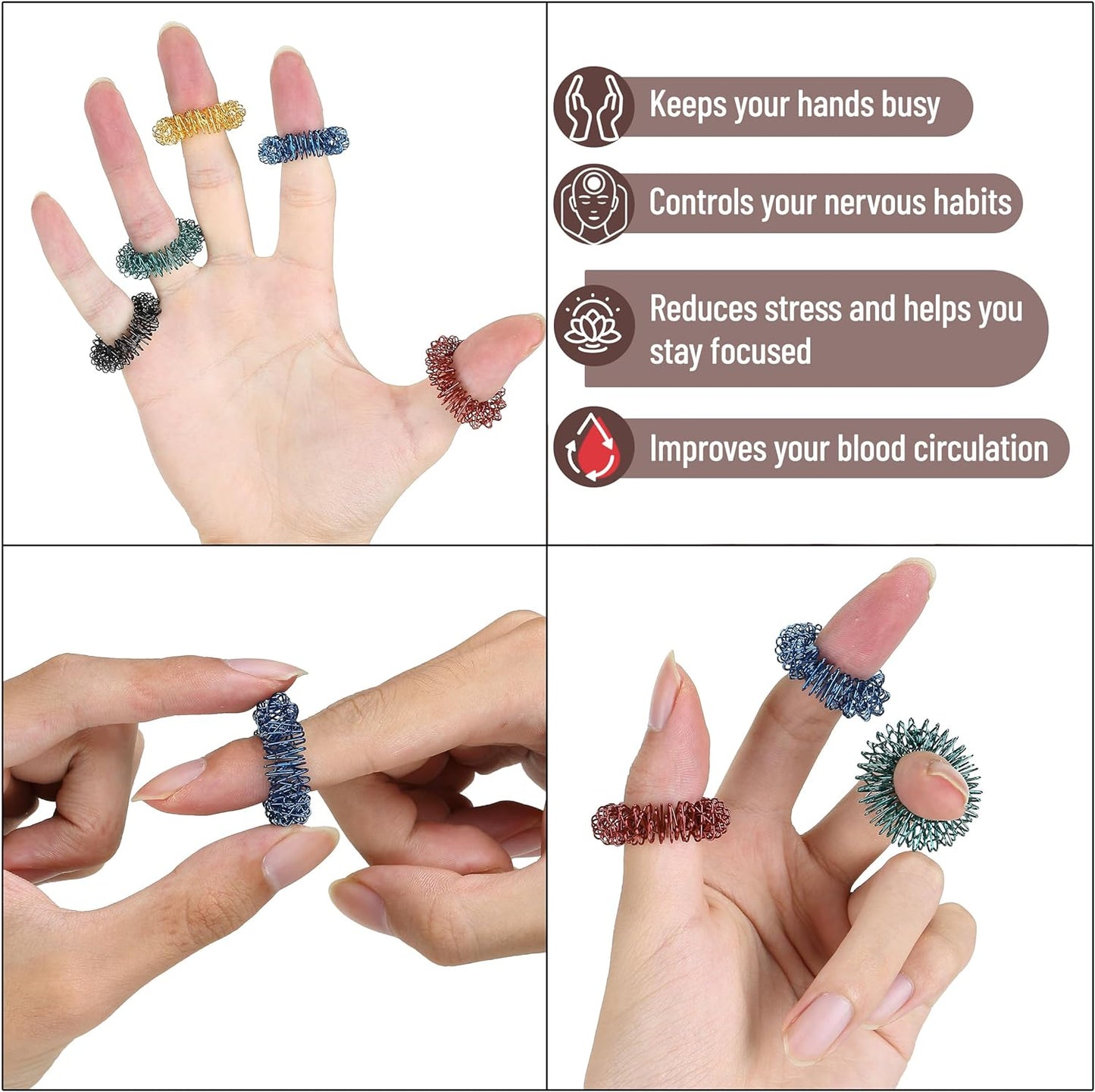 Mr. Pen Spiky Sensory Rings - 10 Pack Jewel Tones | Stress Relief Fidget Toys for Anxiety & ADHD