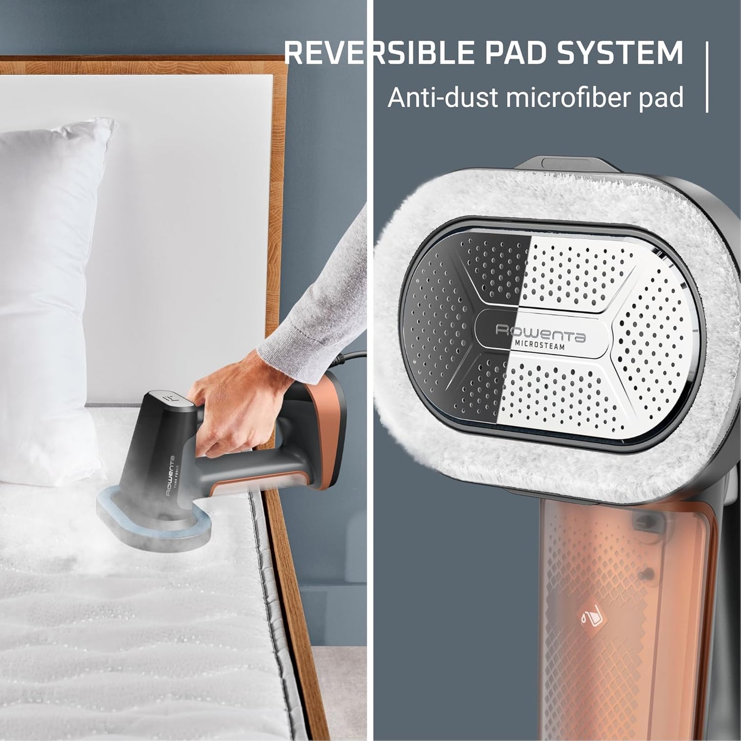 Rowenta Handheld Clothing Steamer - 3-in-1 Iron & Lint Remover, 7.1 Oz Tank, 1875 Watts, Black & Copper