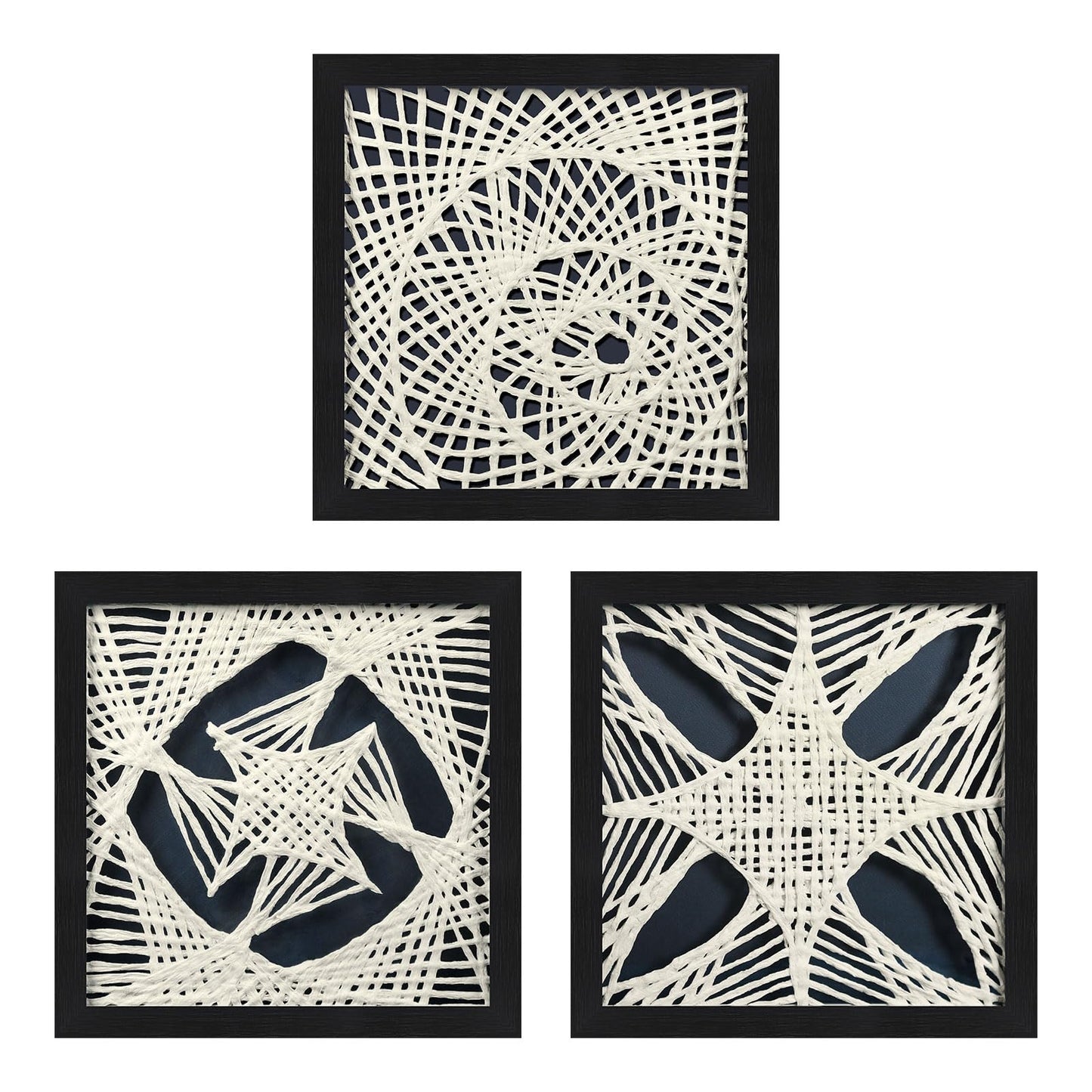FOLKOR Abstract Framed Wall Art for Modern Home Office, 3 Pack 12" Rice Paper Black and White Wall Decor for Living Room Bedroom Entryway, Geometric Wall Hanging Shadow Box Artworks Accent Gift