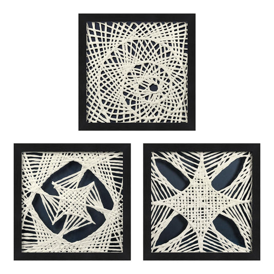 FOLKOR Abstract Framed Wall Art for Modern Home Office, 3 Pack 12" Rice Paper Black and White Wall Decor for Living Room Bedroom Entryway, Geometric Wall Hanging Shadow Box Artworks Accent Gift