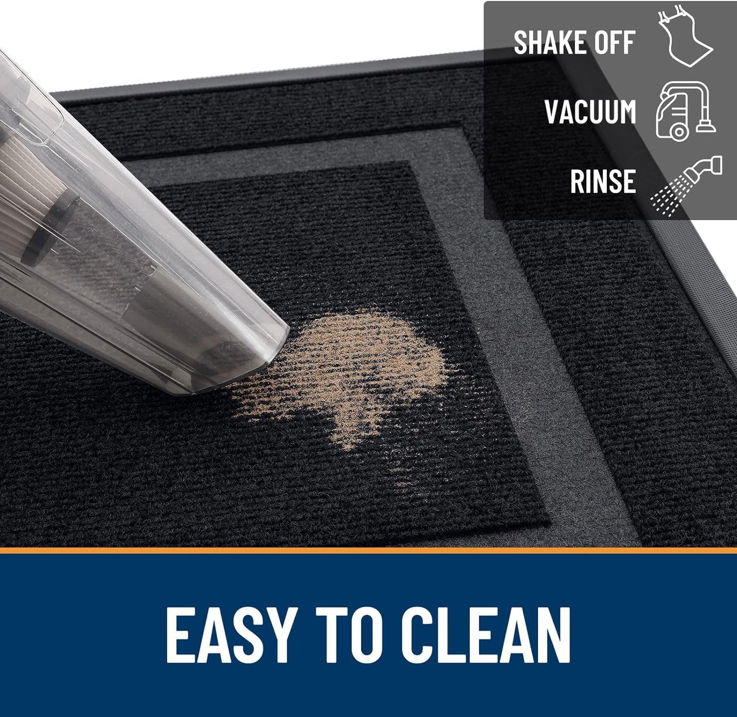 OLANLY Waterproof Front Door Mat - All-Season Indoor/Outdoor Doormat, Easy Clean, 47x32, Black