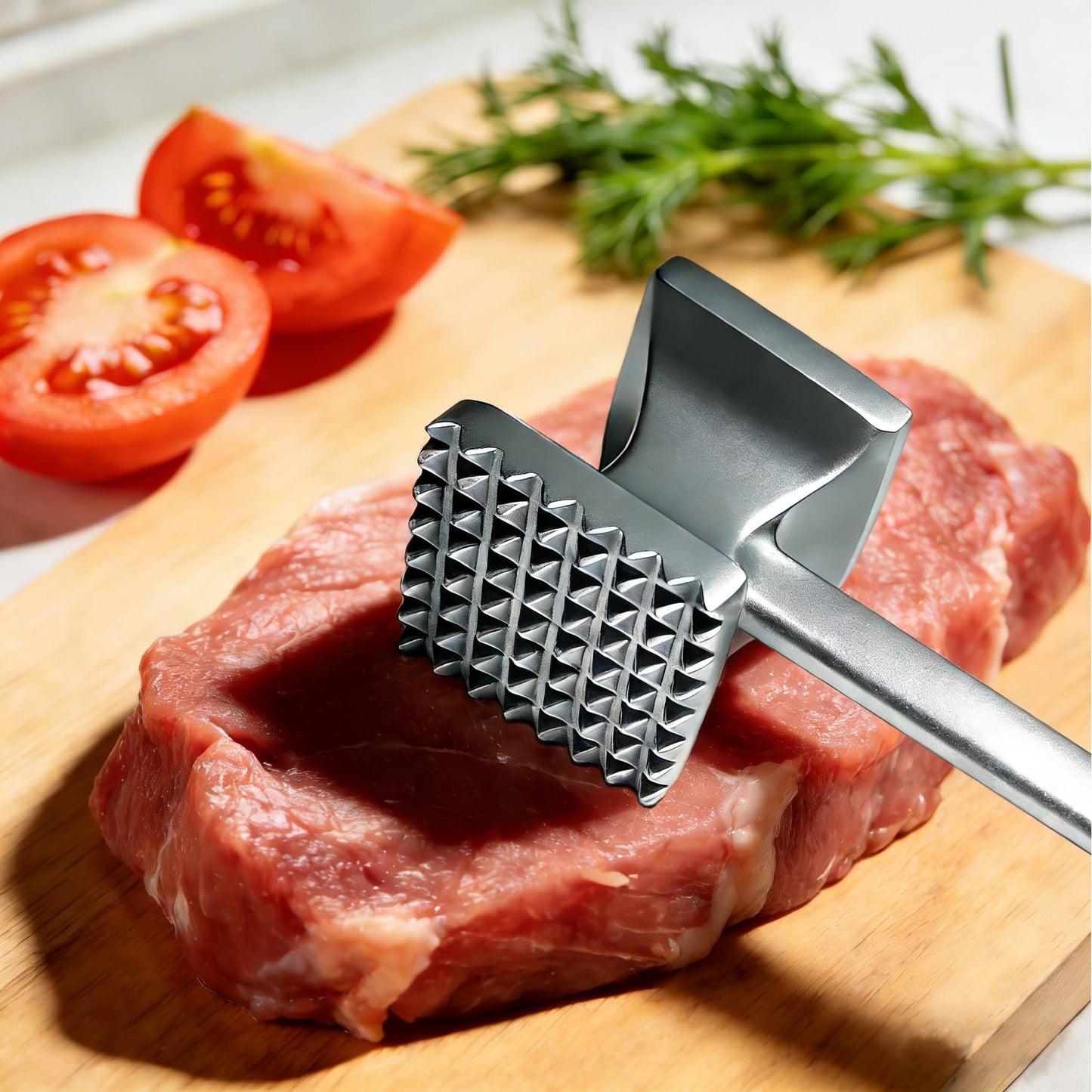Meat Tenderizer Hammer, Dual-Sided Aluminum Alloy Mallet with Non-Slip Comfort Grip – Heavy Duty Kitchen Pounder for Steak, Beef, Chicken, Fish & More