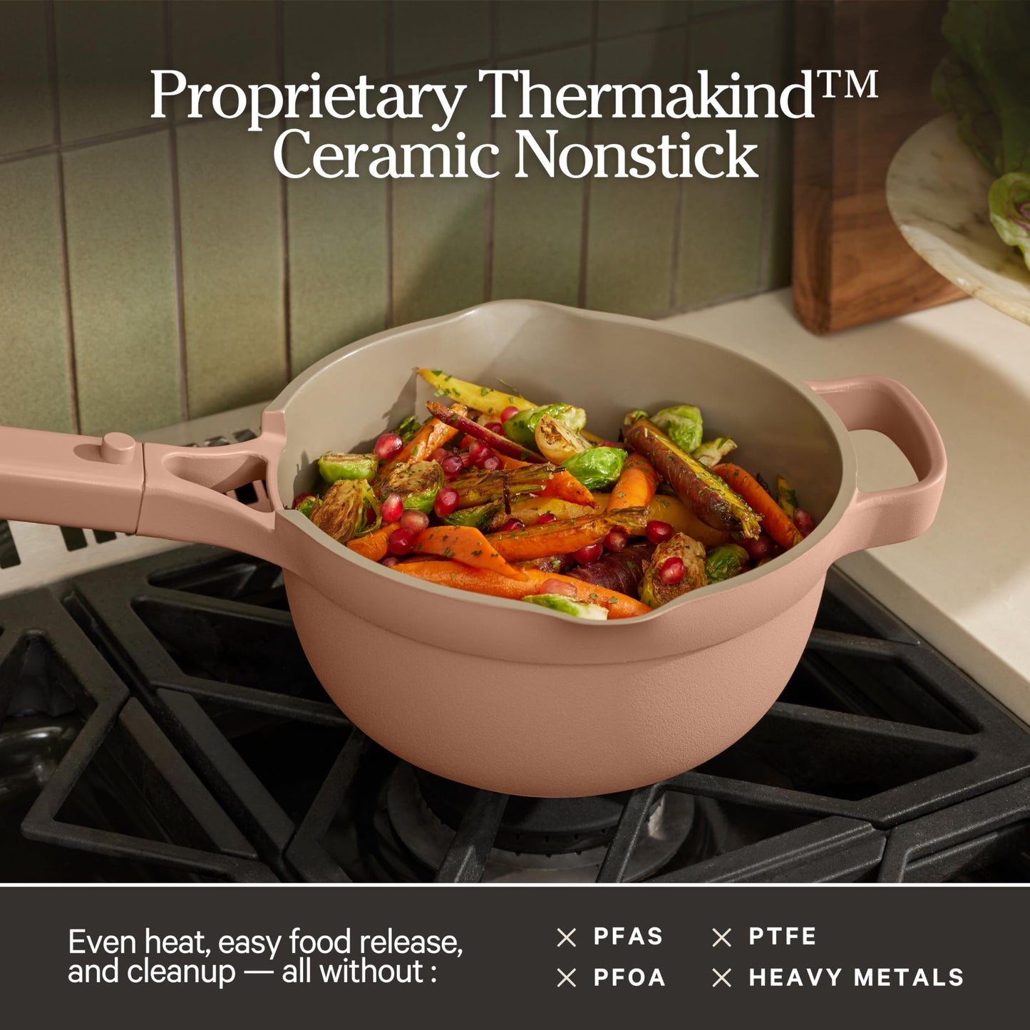 Our Place Mini Perfect Pot | 2.5 Qt Ceramic Pot with Lid & Spatula | Patented 8-in-1, PFAS-Free Nonstick, Non-Toxic Cookware | Induction & Oven-Safe up to 450°F | Spice