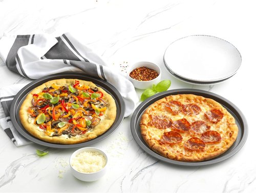 GoodCook Personal Pizza Pans - 10-Inch Nonstick Scratch-Resistant Steel | Set of 2, Gray