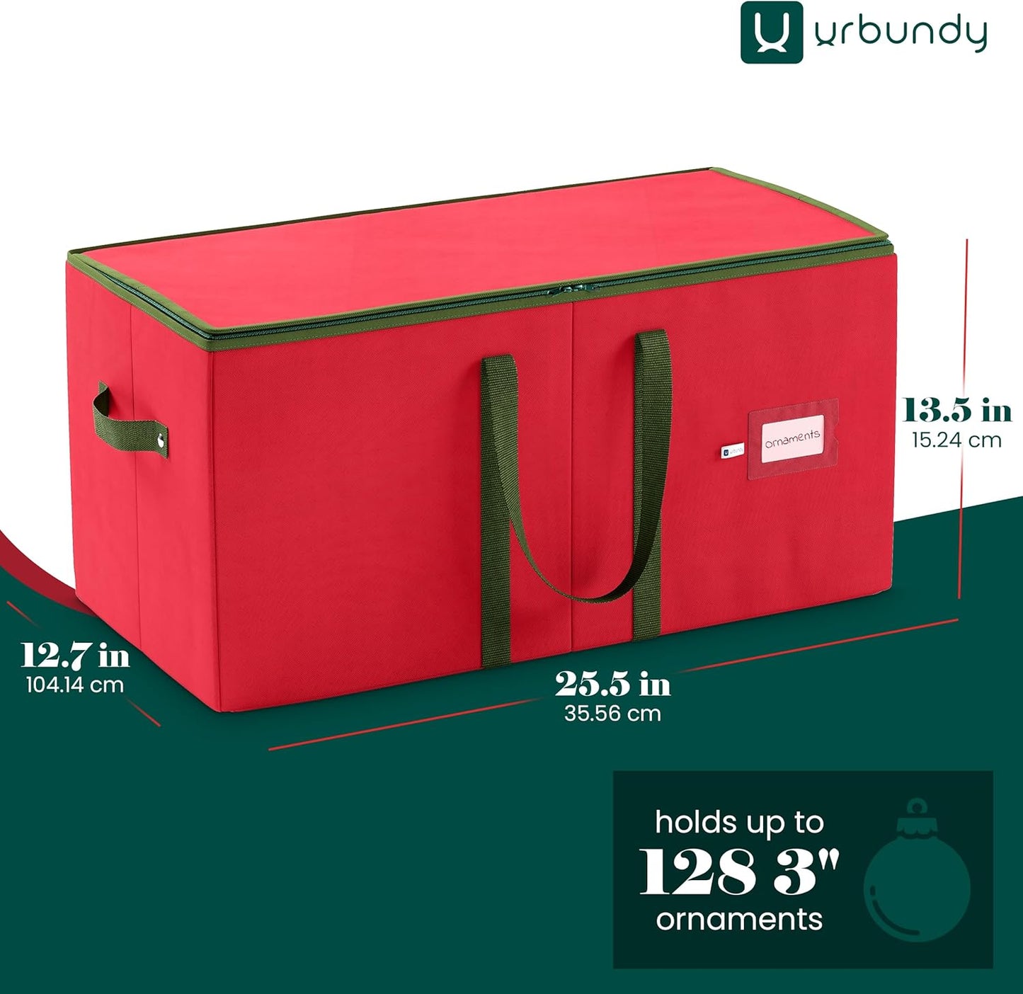 Regine Switzerland Christmas Ornament Storage Box - Red Organizer for 128 Ornaments with Dividers & Handles