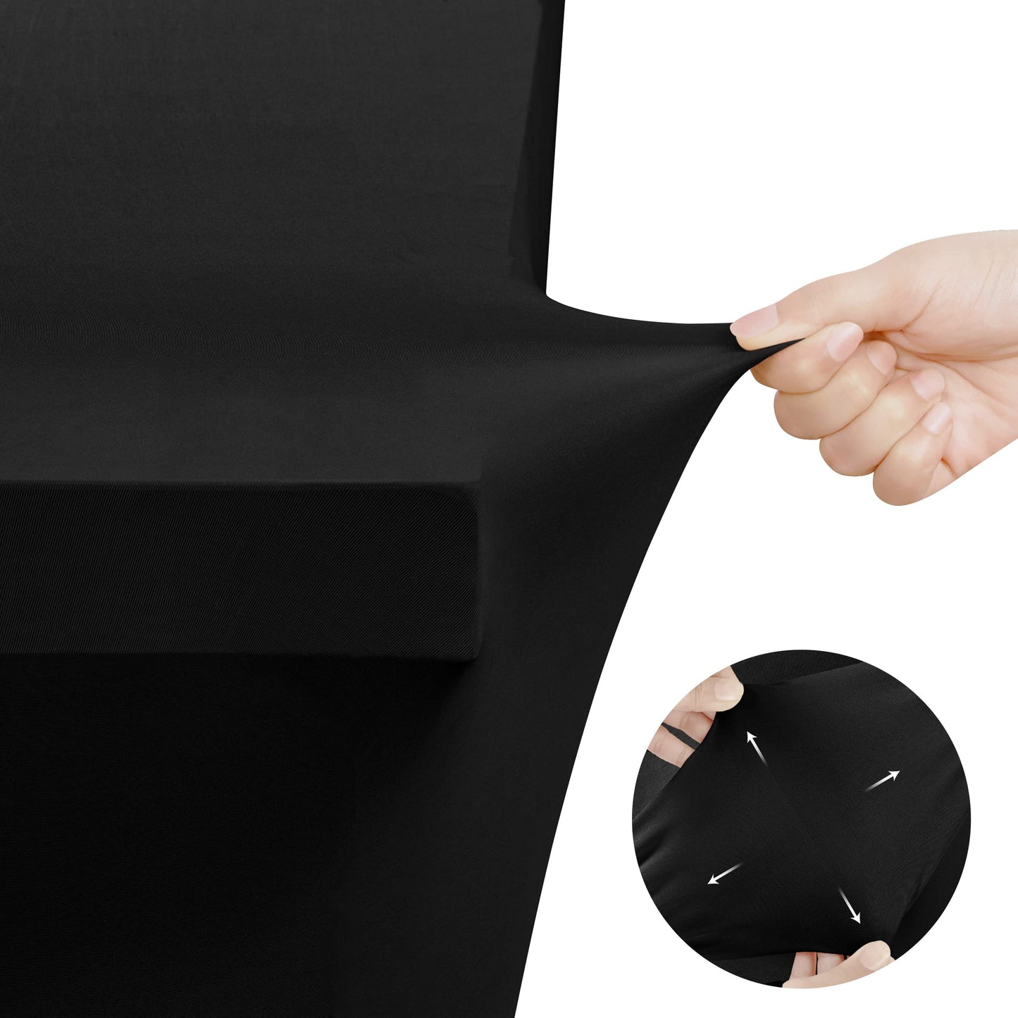 Utopia Kitchen Spandex Tablecloth 2 Pack [5FT, Black] Tight, Fitted, Washable and Wrinkle Resistant Stretch Table Cloth Rectangle Cover for Trade Show, Weddings & Parties [60Lx30Wx30H Inch]