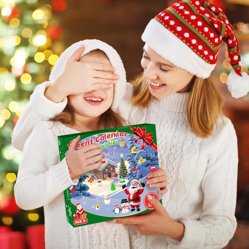 Christmas Advent Calendars 2025 - 24pcs Cute Mochi Squishies Countdown Toys for Kids