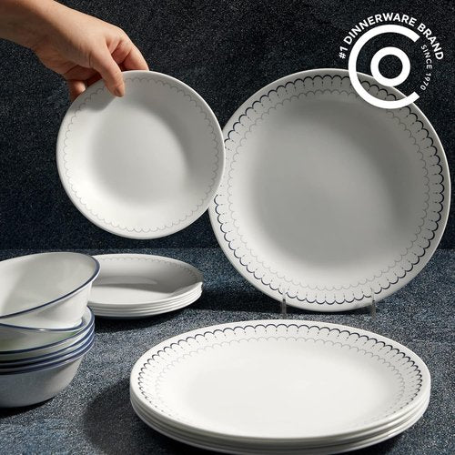 Corelle 18-Piece Dinnerware Set - Lightweight, Chip-Resistant Plates & Bowls for 6 | Microwave & Dishwasher Safe, Caspian