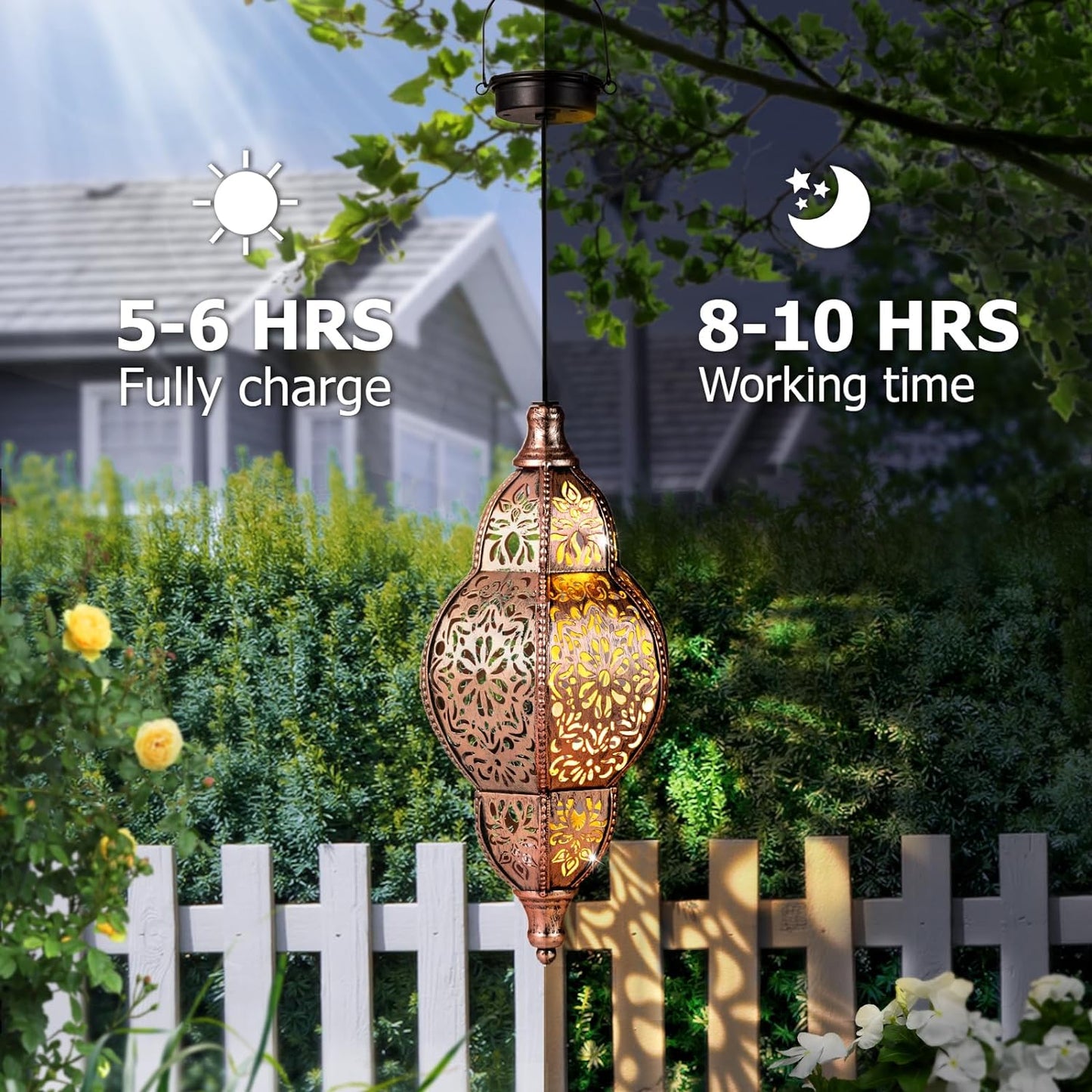 Skiennix Solar Lanterns - Waterproof Hanging Garden Lights for Outdoor Decor | Moroccan Design