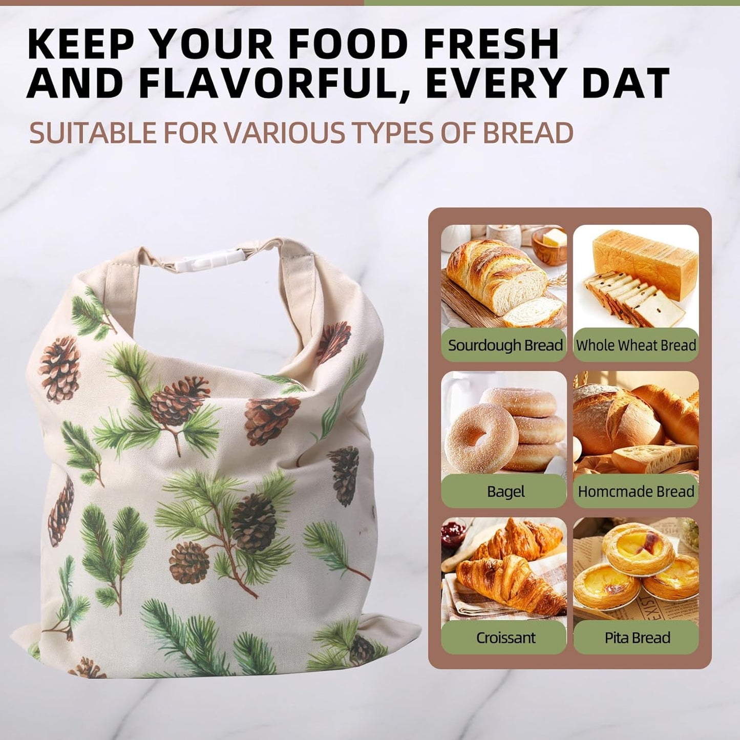 Skiennix Reusable Beeswax Bread Bags - Eco-Friendly Cotton Sourdough Storage | Large 2-Pack