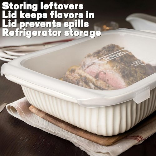 Artena Baking Dish - 5.1 Quart Casserole Dish with Handles | Oven Safe Ceramic Soup Crocks & Bowls