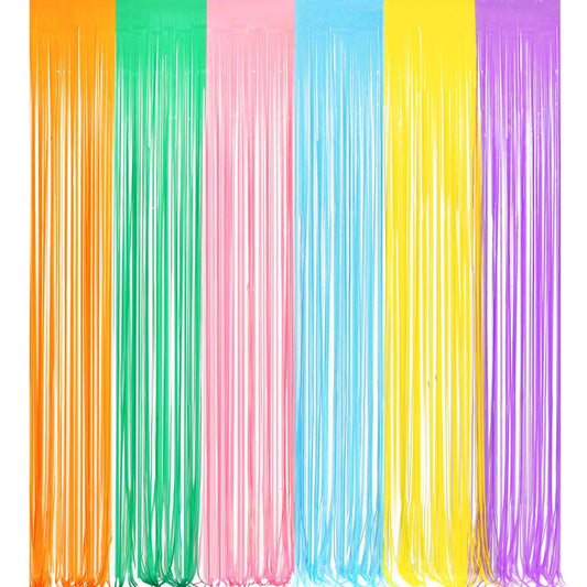 Pastel Tinsel Curtain Party Backdrop - GREATRIL Pastel Color Foil Fringe Curtain Photo Booth Streamers for Birthdays Easter Baby Bride Shower Unicorn Girls Party Decorations