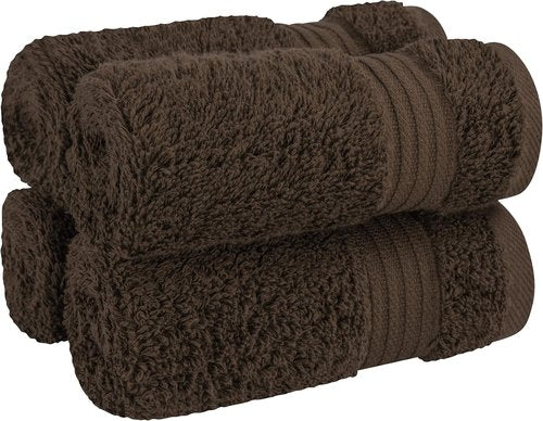Cotton Paradise 100% Cotton Turkish Washcloth Set - 4 Soft Absorbent Towels in Brown