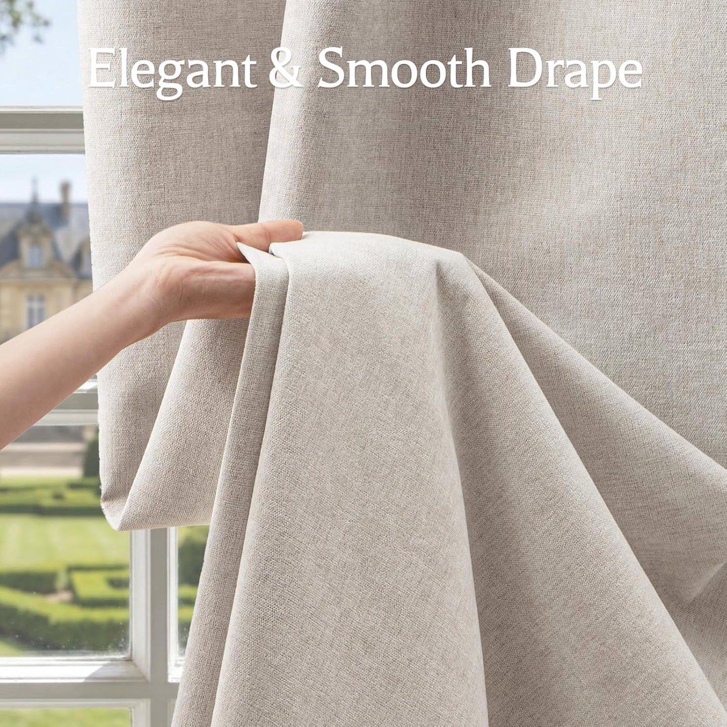 Regine Switzerland 100% Blackout Curtains - Luxury Chenille Thermal Insulated Drapes | 84" Long, Beige, 2 Panels