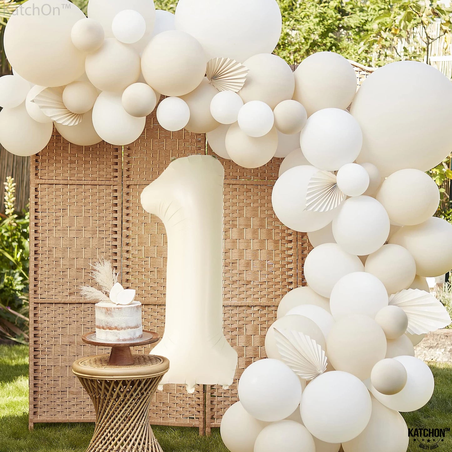 KatchOn, Cream Number 1 Balloons for 1st Birthday - Giant 40 Inch | One Balloon for First Decoration | 1 Balloon Number For The Big One Birthday Decorations | 1st Happy Anniversary Decorations