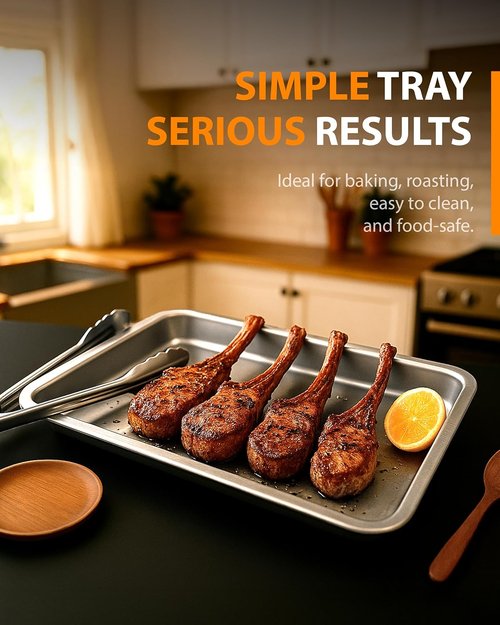 304 Stainless Steel Baking Pan Set by [Brand Name] - 3-Piece Oven Safe, Corrosion-Resistant, Easy to Clean | 16-Inch, 12-Inch, 9-Inch Sizes