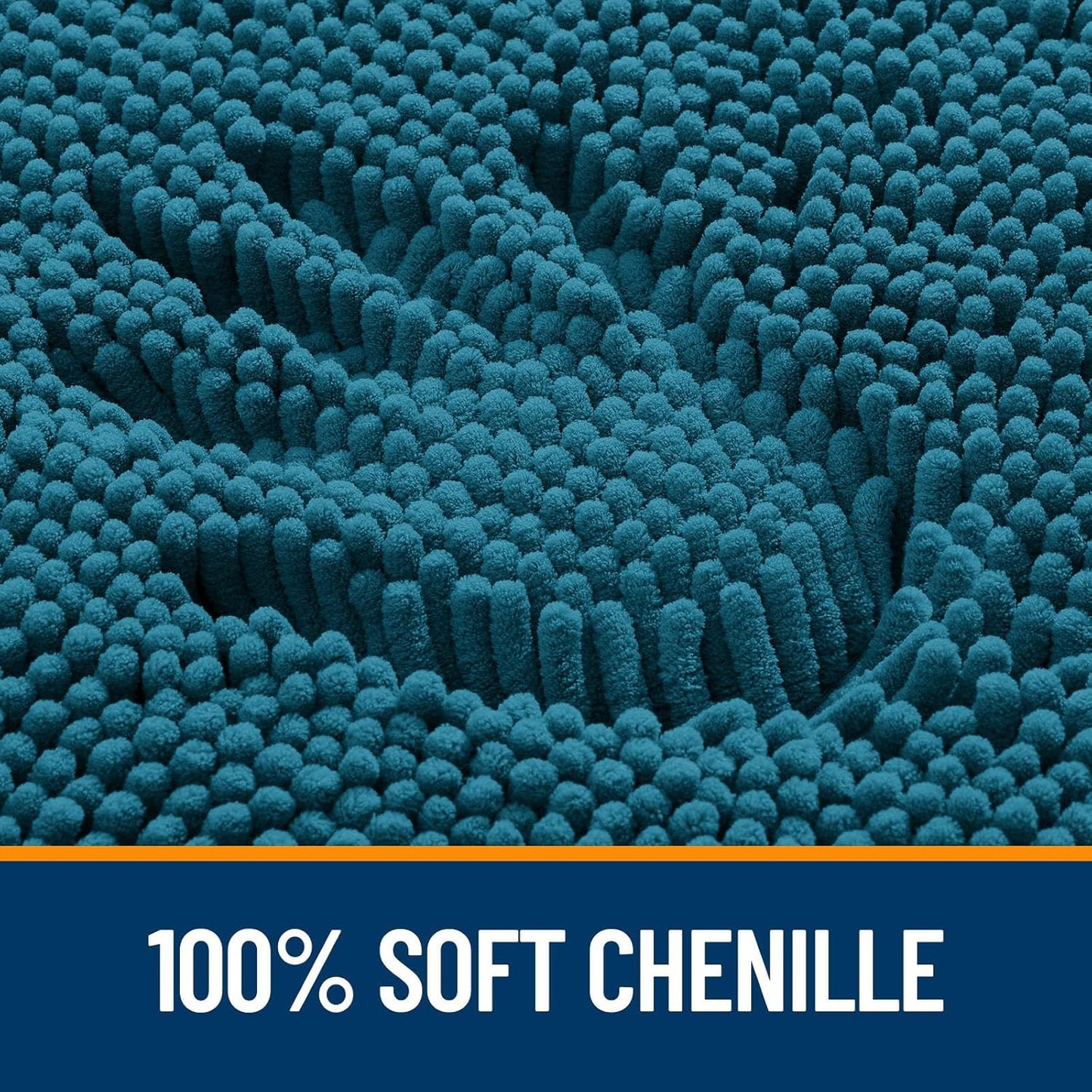OLANLY U-Shaped Toilet Rug - Extra Soft Chenille, Quick-Dry, Non-Slip Bath Mat | 24x20, Peacock Blue