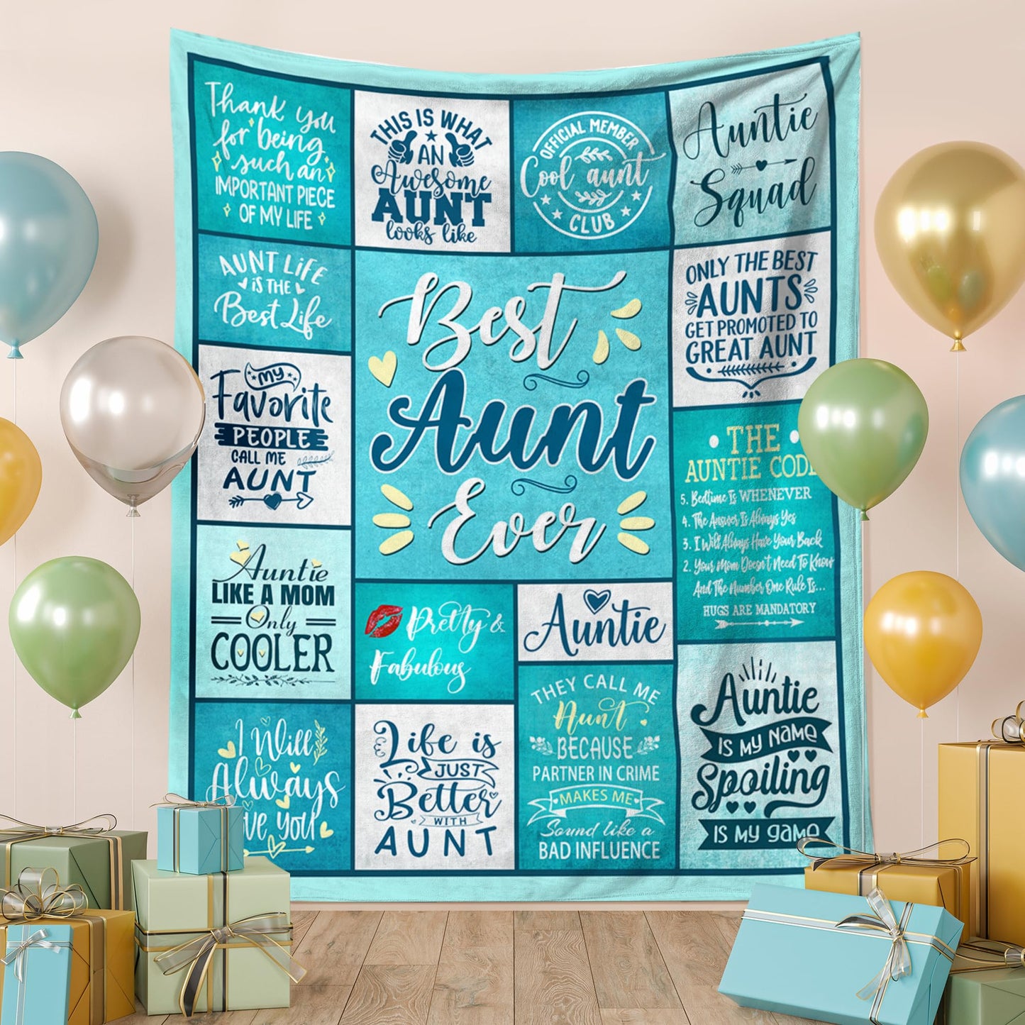 Kieetlan Auntie Birthday Gifts - Aunt Throw Blanket, 60" X 80", Cool Aunt Gifts Ideas for Christmas, Mother's Day, Valentine's