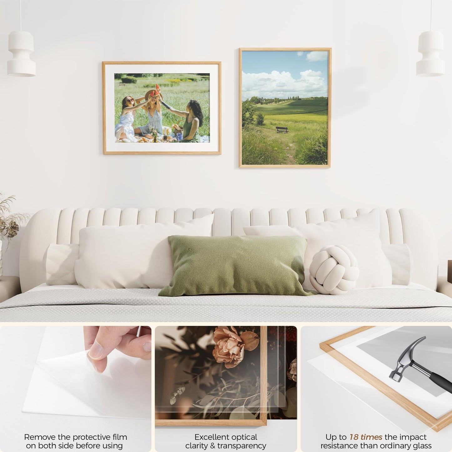 Fun Memories 20x26 Oak Picture Frame for Wall, 20x26 Frame with Matted to 16x22, Solid Wood Picture Frames for Wall Art Photo and Prints (Natural, 1 Pack)