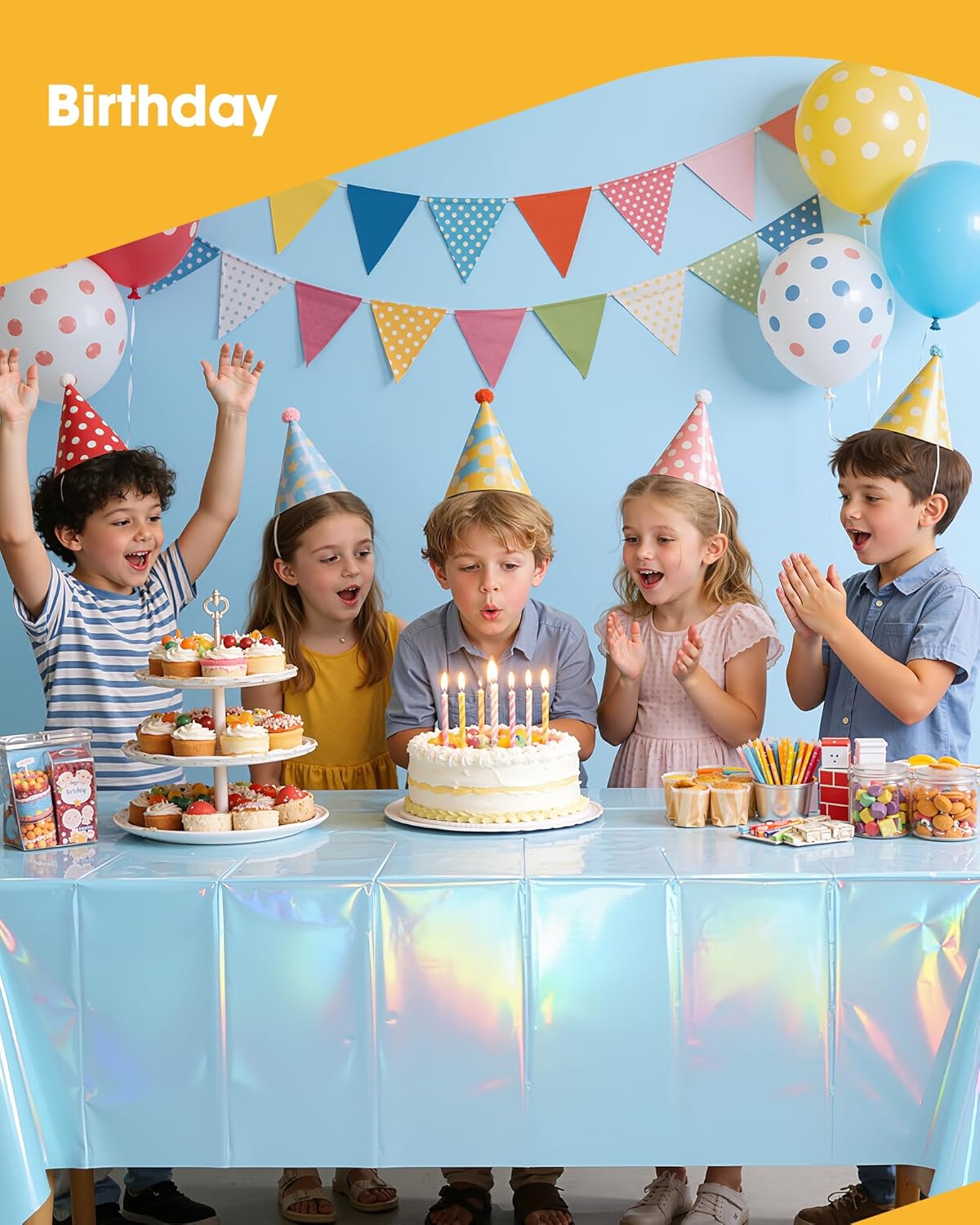 Niuara Iridescent Blue Tablecloths - 4 Pack Disposable 54" × 108" Rectangle Covers for Parties & Gatherings