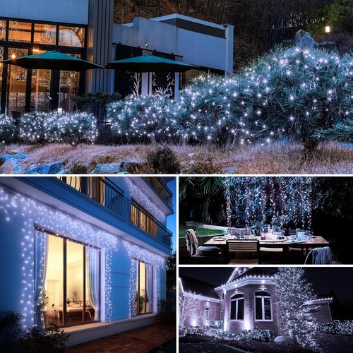 BTFarm Solar String Lights - 320 LED 132FT Waterproof Fairy Lights with 8 Modes | Cool White Copper Wire for Garden & Wedding Decor