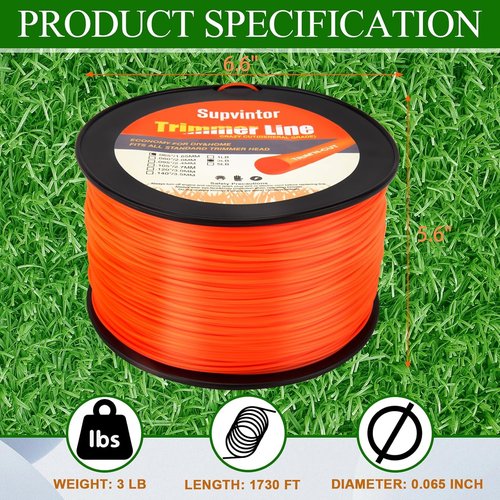 065 Trimmer Line - Commercial Grade Round String Trimmer String | 0.065 Inch, 2000ft, Orange