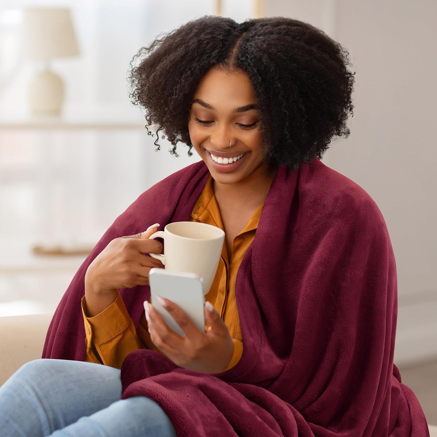 Utopia Bedding Fleece Blanket - Luxury Soft Microfiber Queen Size in Burgundy (90x90 Inch)