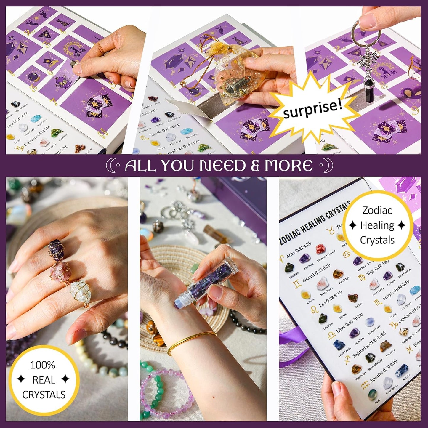 MYDAYS&DESIGN 2026 Crystal Advent Calendar - 12 Days of Zodiac Healing Crystals & Gemstones Gift for Women, Teens & Girls