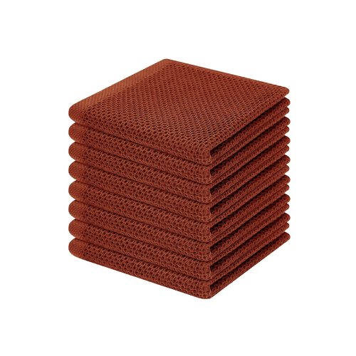 Homaxy 100% Cotton Waffle Weave Kitchen Dish Cloths, Ultra Soft Absorbent Quick Drying Dish Towels, 12 x 12 Inches, 8-Pack, Rust